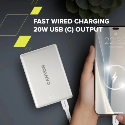Портативная батарея Canyon 10000mAh OnPower 511 PD20W Magnetic wireless MagSafe Grey (CNS-CPB511G) [CNS-CPB511G-B] — фото 12