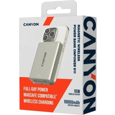 Портативная батарея Canyon 10000mAh OnPower 511 PD20W Magnetic wireless MagSafe Grey (CNS-CPB511G) [CNS-CPB511G-B] — фото 5