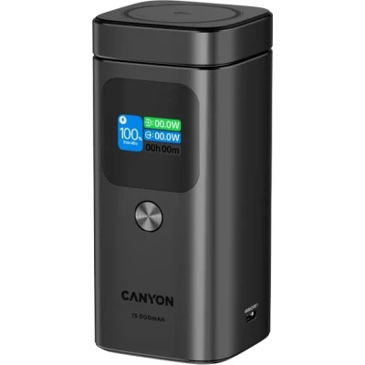 Портативна батарея Canyon 15000mAh OnPower 150 Qi2 magnetic Grey — фото 2