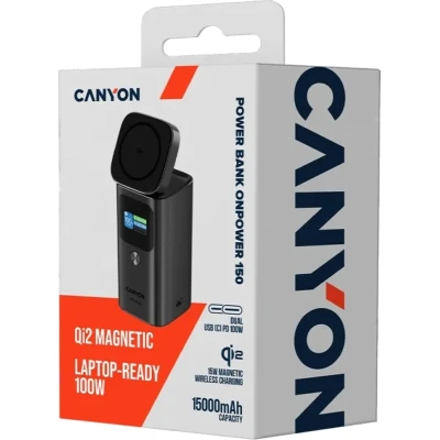 Портативна батарея Canyon 15000mAh OnPower 150 Qi2 magnetic Grey (CNS-CPB150DG) [CNS-CPB150DG-B] — фото 8