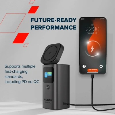 Портативна батарея Canyon 15000mAh OnPower 150 Qi2 magnetic Grey (CNS-CPB150DG) [CNS-CPB150DG-B] — фото 9