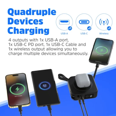 Портативна батарея Energizer Magnetic Wireless 10000mAh 20W PD, AC зарядка, QI/15W, built-in USB-C (QM10001AC) [QM10001AC-B] — фото 8