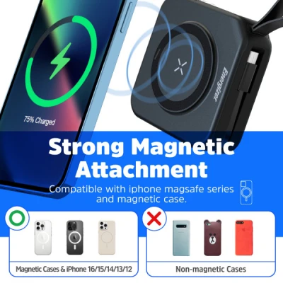 Портативна батарея Energizer Magnetic Wireless 10000mAh 20W PD, AC зарядка, QI/15W, built-in USB-C (QM10001AC) [QM10001AC-B] — фото 9