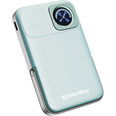 Портативная батарея ColorWay 10 000 mAh PD/22.5W, 15W MagSafe & Watch Wireless Aquamarine