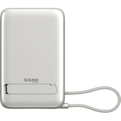 Портативная батарея Sigma X-power SI10A8QL-MAG silver 10000mAh, Magnetic wireless 15W, charge iWatch, PD+QC, 22,5W max
