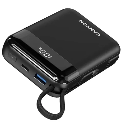 Портативная батарея Canyon 10000mAh OnPower 104 PD/20W, QC/22.5W built-in cable Black (CNS-CPB104B) [CNS-CPB104B-B] — фото 3