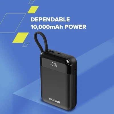Портативная батарея Canyon 10000mAh OnPower 104 PD/20W, QC/22.5W built-in cable Black (CNS-CPB104B) [CNS-CPB104B-B] — фото 6