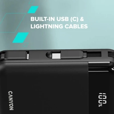 Портативная батарея Canyon 10000mAh OnPower 104 PD/20W, QC/22.5W built-in cable Black (CNS-CPB104B) [CNS-CPB104B-B] — фото 8