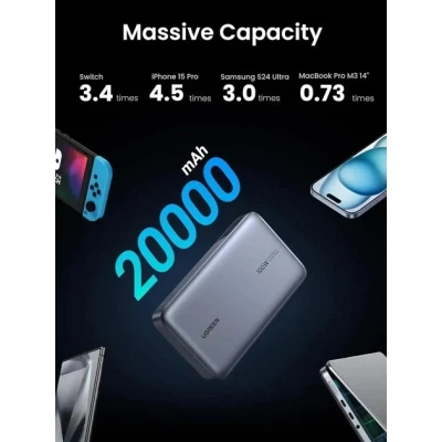 Портативная батарея Ugreen 20000mAh 100W Two-way Fast Charging (PB720 25188) [PB72025188-B] — фото 7