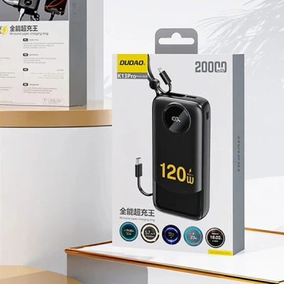 Портативна батарея Dudao K13Pro 20000mAh 22,5W PD, QC, with built-in USB-C/Lightning cables — фото 2