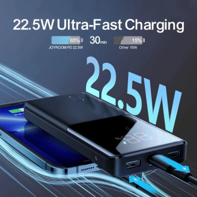 Портативна батарея JOYROOM 10000mAh 22,5W PD, QC/3.0, 2*USB-A, USB-C In/Out, MicroUSB in, Black (JR-QP191) [JR-QP191-B] — фото 5