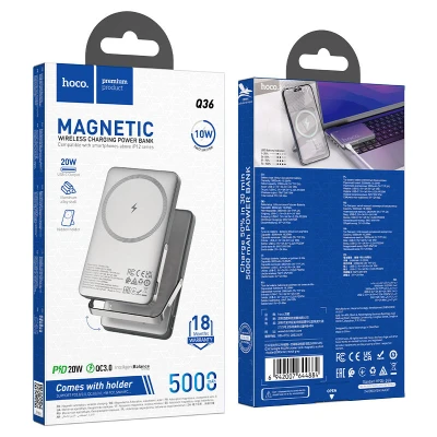 Портативная батарея HOCO 5000mAh Sunlight PD/20W Magnetic Metal Grey (Q36 / 714986) [Q36714986-B] — фото 8