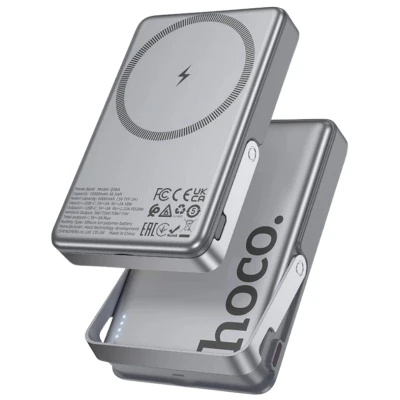 Портативная батарея HOCO 10000mAh Sunlight PD/20W Magnetic with stand Metal Grey