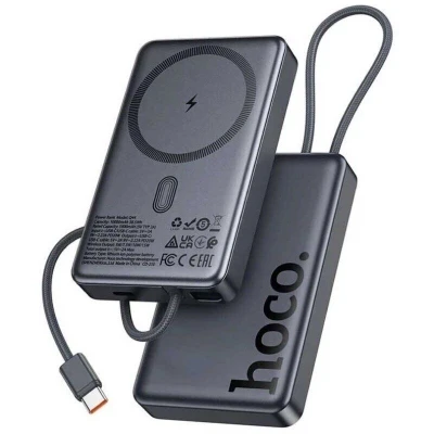Портативна батарея HOCO 10000 mAh Origen Dual PD/20W Magnetic with cable Type-C Metal Gray
