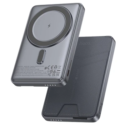 Портативна батарея HOCO 5000mAh Title PD/20W Magnetic with stand + mini wallet Grey