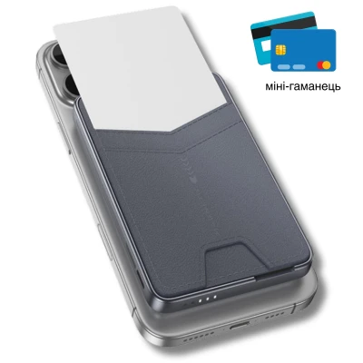 Портативна батарея HOCO 5000mAh Title PD/20W Magnetic with stand + mini wallet Grey (Q46 / 714988) [Q46714988-B] — фото 5