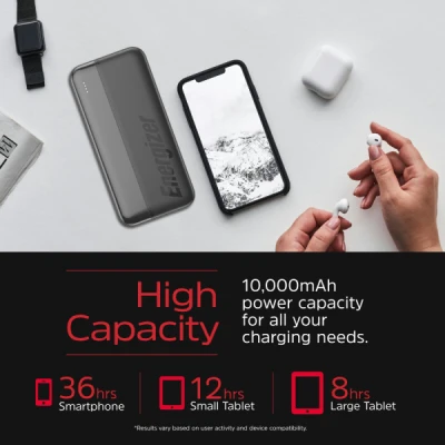 Портативная батарея Energizer 10000mAh 15W, USB-А, 2*USB-C, Black (UE10050CC) [UE10050CC-B] — фото 5