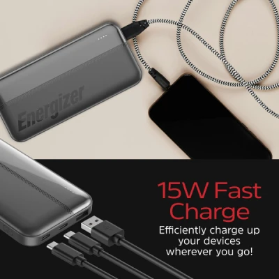 Портативная батарея Energizer 10000mAh 15W, USB-А, 2*USB-C, Black (UE10050CC) [UE10050CC-B] — фото 8