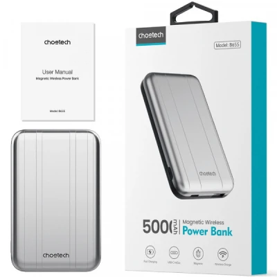 Портативная батарея Choetech Magnetic Wireless 5000mAh 10W, USB-A,USB-C In/Out — фото 2