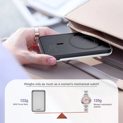 Портативна батарея Choetech Magnetic Wireless 5000mAh 10W, USB-A,USB-C In/Out (B655 / 6932112104779) [B6556932112104779-B] — фото 6