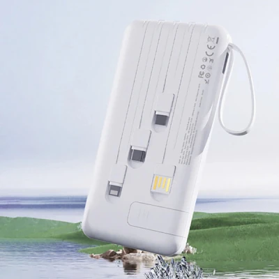Портативна батарея Dudao 10000mAh K11 10W, USB-A, USB-C, microUSB, with USB-A/USB-C/Lightning/MicroUSB cables White (6977196681860) [6977196681860-B] — фото 3