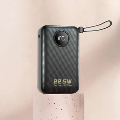 Портативна батарея Dudao 20000mAh K14+ 22.5W, PD, QC, USB-A, USB-C(In/Out), with built-in USB-C/Lightning cables, Black (6977196680016) [6977196680016-B] — фото 4