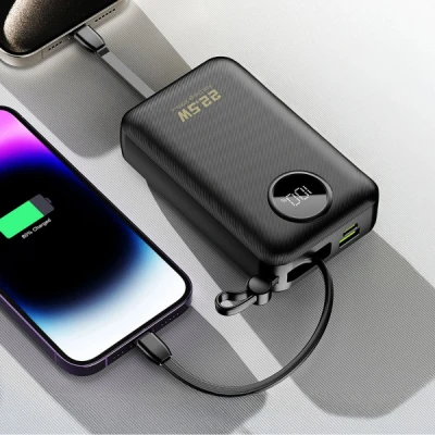 Портативна батарея Dudao 20000mAh K14+ 22.5W, PD, QC, USB-A, USB-C(In/Out), with built-in USB-C/Lightning cables, Black (6977196680016) [6977196680016-B] — фото 7