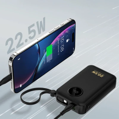 Портативна батарея Dudao 20000mAh K14+ 22.5W, PD, QC, USB-A, USB-C(In/Out), with built-in USB-C/Lightning cables, Black (6977196680016) [6977196680016-B] — фото 8