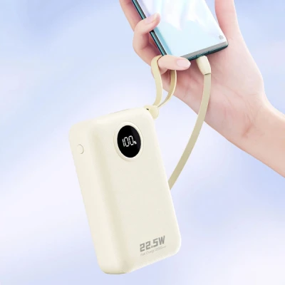 Портативна батарея Dudao 20000mAh K14+ 22.5W, PD, QC, USB-A, USB-C(In/Out), with built-in USB-C/Lightning cables, White (6977196680023) [6977196680023-B] — фото 4