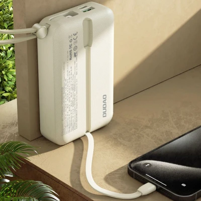 Портативна батарея Dudao 20000mAh K14+ 22.5W, PD, QC, USB-A, USB-C(In/Out), with built-in USB-C/Lightning cables, White (6977196680023) [6977196680023-B] — фото 5