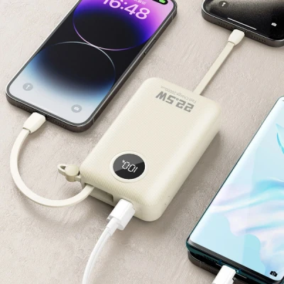 Портативна батарея Dudao 20000mAh K14+ 22.5W, PD, QC, USB-A, USB-C(In/Out), with built-in USB-C/Lightning cables, White (6977196680023) [6977196680023-B] — фото 6