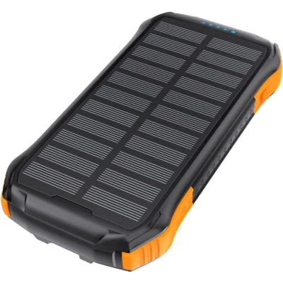 Портативна батарея Choetech 10000mAh, 5V/2.1A, solar panel, Qi-5W, Black-Orange