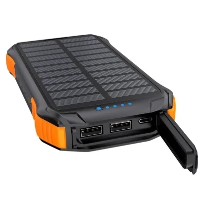 Портативна батарея Choetech 10000mAh, 5V/2.1A, solar panel, Qi-5W, Black-Orange — фото 2