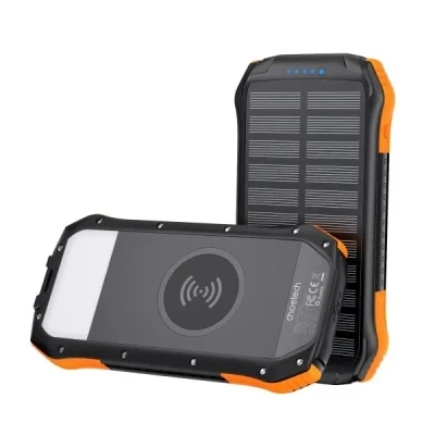 Портативная батарея Choetech 10000mAh, 5V/2.1A, solar panel, Qi-5W, Black-Orange (B659-OR) [B659-OR-B] — фото 3
