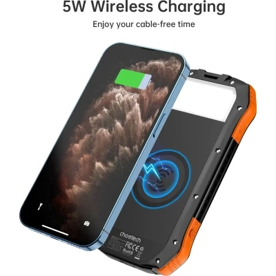 Портативная батарея Choetech 10000mAh, 5V/2.1A, solar panel, Qi-5W, Black-Orange (B659-OR) [B659-OR-B] — фото 5