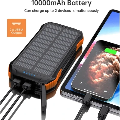 Портативная батарея Choetech 10000mAh, 5V/2.1A, solar panel, Qi-5W, Black-Orange (B659-OR) [B659-OR-B] — фото 6
