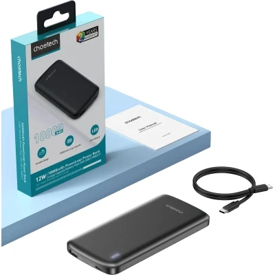 Портативная батарея Choetech 10000mAh, 12W, USB-A, USB-C, Black (B850-ACBK) [B850-ACBK-B] — фото 4