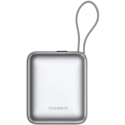 Портативная батарея Choetech 10000mAh, 35W. PD/3.0, LED Display, buid-in type-C cabel, Grey — фото 2