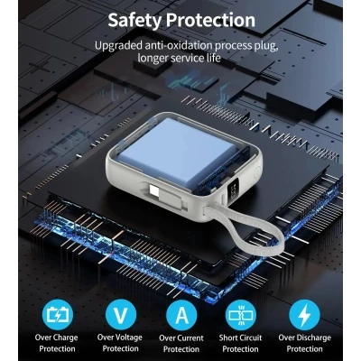 Портативна батарея Choetech 10000mAh, 35W. PD/3.0, LED Display, buid-in type-C cabel, Grey (B832-GY) [B832-GY-B] — фото 5