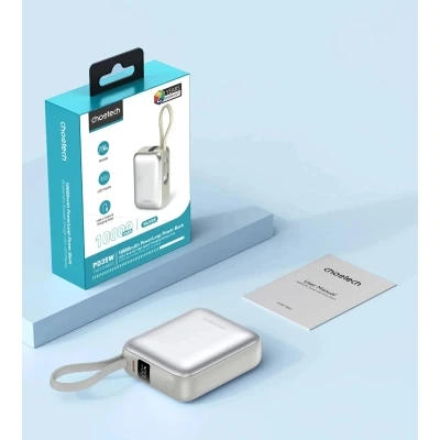 Портативна батарея Choetech 10000mAh, 35W. PD/3.0, LED Display, buid-in type-C cabel, Grey (B832-GY) [B832-GY-B] — фото 9