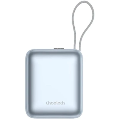 Портативна батарея Choetech 10000mAh, 35W, PD/3.0, LED Display, buid-in type-C cabel, Blue
