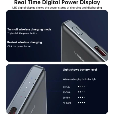 Портативная батарея Choetech Magnetic Wireless 5000mAh, 20W, PD, Qi-15W, Black (B738-CCBK) [B738-CCBK-B] — фото 5