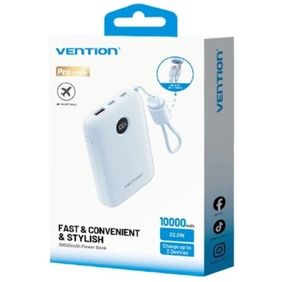 Портативна батарея Vention 20000mAh, 22.5W, PD, QC, Blue (FKBL0-C) [FKBL0-C-B] — фото 3