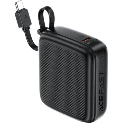 Портативна батарея Acefast 10000mAh, 20W, PD, QC/3.0, build Type-C cable, M15, Black — фото 2