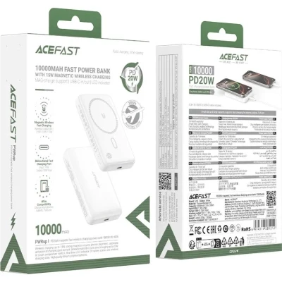 Портативна батарея Acefast Magnetic Wireless 10000mAh, 20W, PD, QC/3.0, QI 15W, M26, White (6974316285212) [6974316285212-B] — фото 4