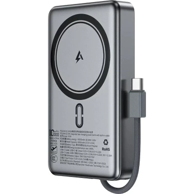 Портативна батарея Acefast Magnetic Wireless 10000mAh, 22.5W, PD, QC/3.0, QI 15W, M18, Black — фото 2