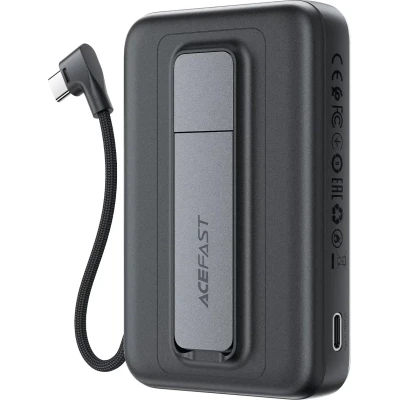 Портативна батарея Acefast Magnetic Wireless 10000mAh, 22.5W, PD, QC/3.0, QI 15W, M24, Metal Gray — фото 2