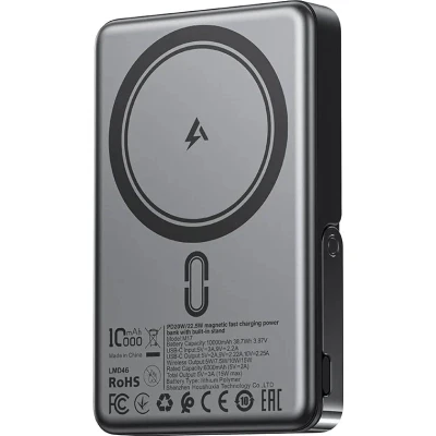 Портативная батарея Acefast Magnetic Wireless 10000mAh, 22.5W, PD, QC/3.0, QI 15W, with holder M17, Black (6974316284000) [6974316284000-B] — фото 3