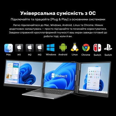 Монитор Blackview Dual Screen 14inch 1920 x 1080 IPS сірий (BVDCM6-B) — фото 12