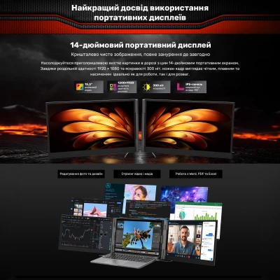 Монитор Blackview Dual Screen 14inch 1920 x 1080 IPS сірий (BVDCM6-B) — фото 7